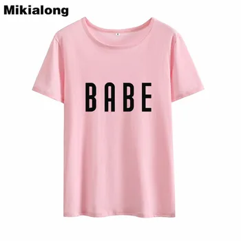 MIkialong Babe Kawaii Ulzzang Tricou Femei 2018Summer Maneci Scurte din bumbac Tricou Femme Alb Negru Tumblr T Cămașă Femei