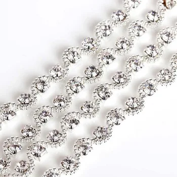 1Yard Clar Argint Stras Lanț Ornamental de Cristal Aplici Pentru Rochii de Mireasa Rochie de Mireasa de Cusut Meserii Artizanale