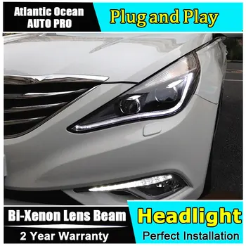 Styling auto Pentru Hyundai Sonata faruri cu led-uri sonata8 faruri 2011-Angel eye cu led drl HID KIT Bi-Xenon de Lentile de low beam